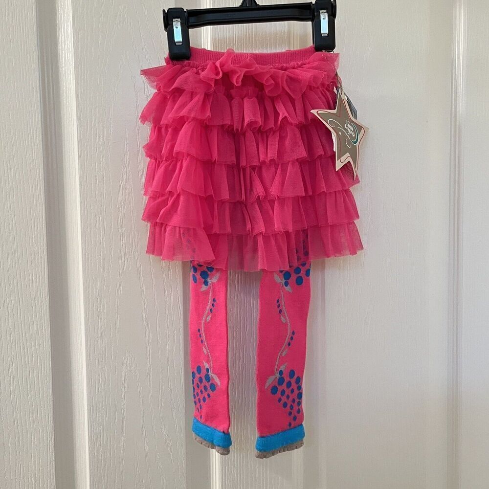 Injoy Luna Leggings Pink Tutu Skirt Blueberry Footless Girls Size 2-4 NWT